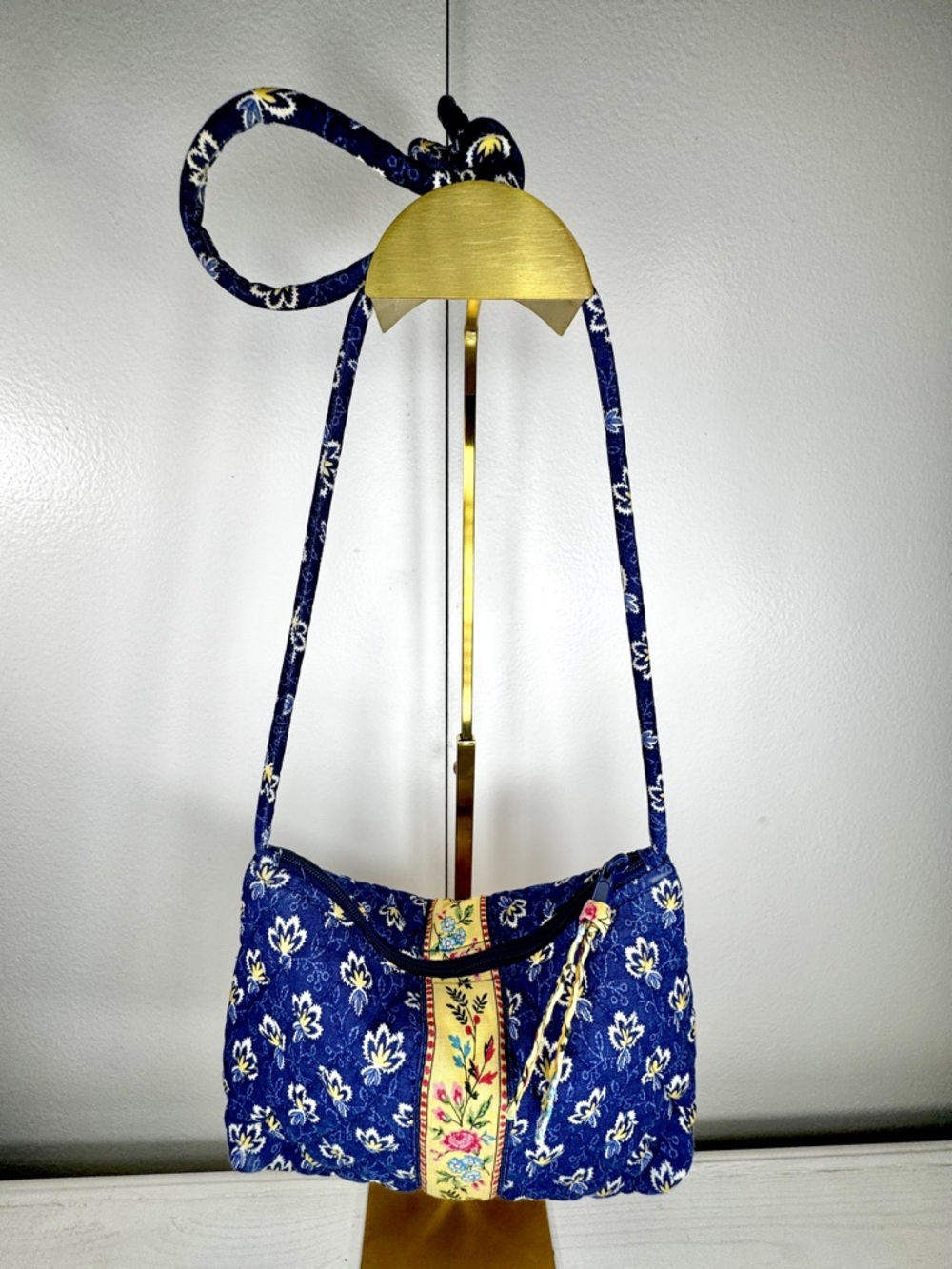 Vera Bradley Blue Floral Quilted Mini Shoulder Bag Y2K Cottagecore